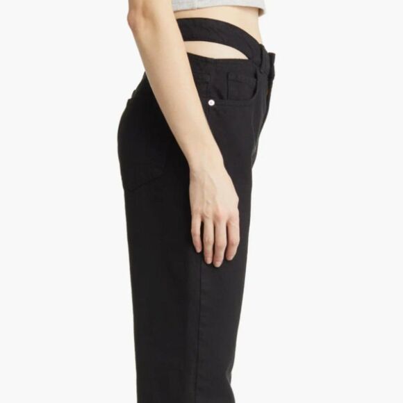 FRAME DENIM Le High & Tight Waist Cutout Straight Leg Jeans in Black Size 25 - Picture 14 of 15